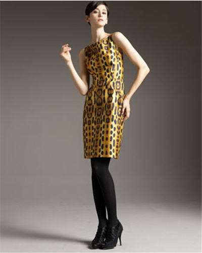 Oscar de la Renta Leopard Sheath Dress