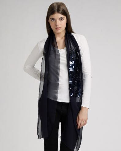 Vera Wang Sequined Silk Chiffon Scarf