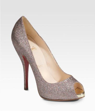 Christian Louboutin Peep-Toe Glitter Pumps