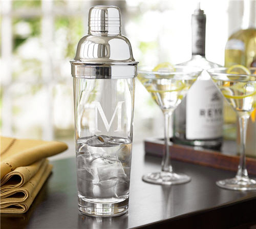 Monogrammed Glass Cocktail Shaker