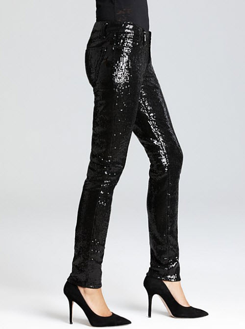 black sequin skinny jeans
