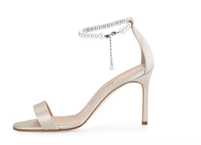 Manolo Blahnik Chaos Pearly Ankle-Wrap Sandal 2