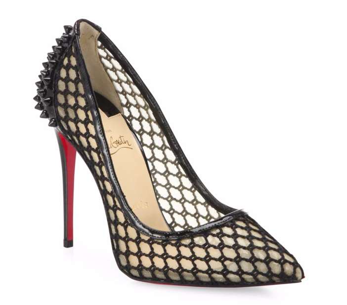 Christian Louboutin Guni Patent-Trim Spiked Mesh Pumps