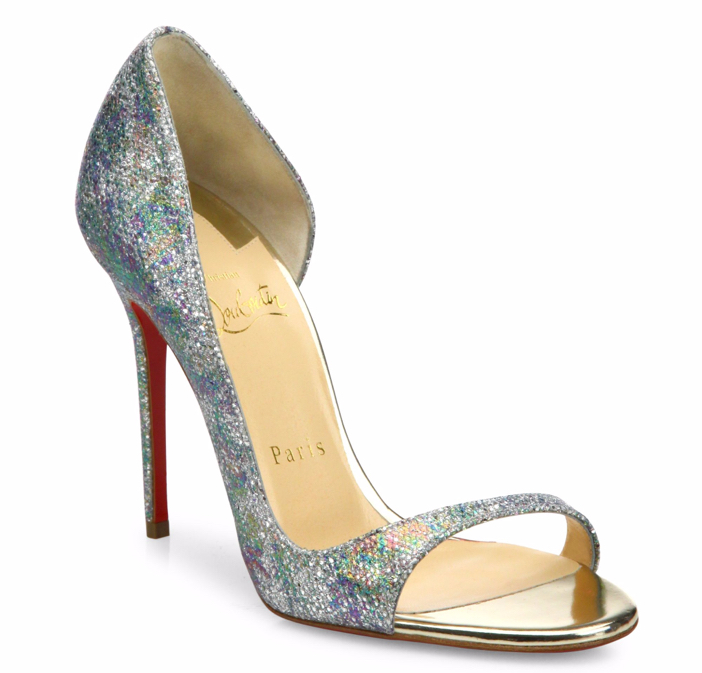 Christian Louboutin Toboggan Glitter Half D'Orsay Pumps