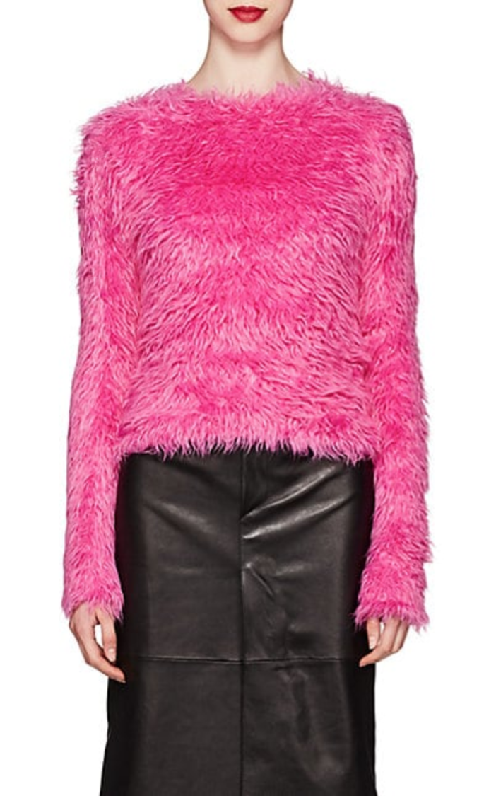 BALENCIAGA Faux-Fur Long-Sleeve Top - Exotic Excess