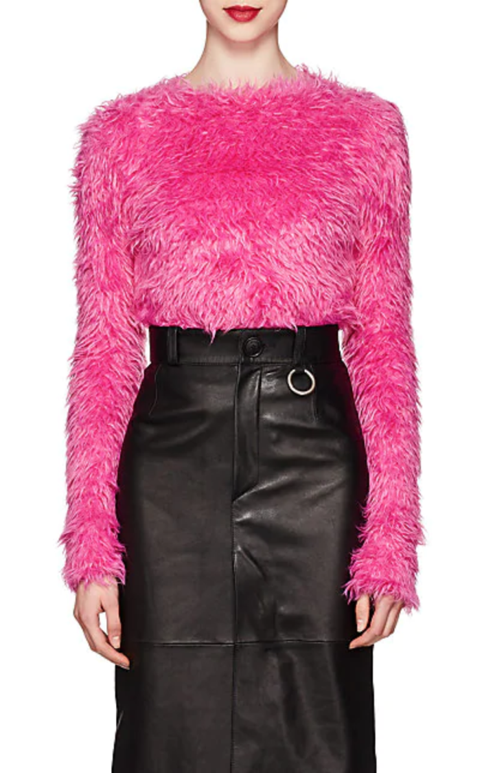 BALENCIAGA Faux-Fur Long-Sleeve Top - Exotic Excess