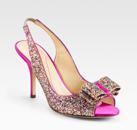 Shoe of the Day: Kate Spade Charm Glitter Bow Slingback Pumps