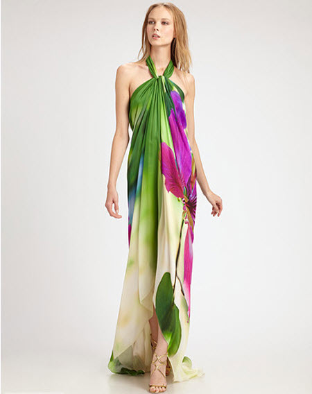 Roberto Cavalli Floral Silk Halter Gown - Exotic Excess
