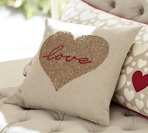 Valentine's Day Decor: Pottery Barn Love Beaded Pillow - Exotic Excess