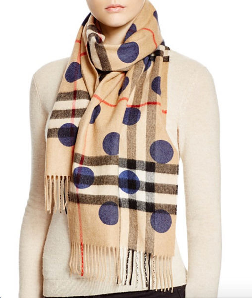 Burberry Dot Print Giant Check Cashmere Scarf - Exotic Excess