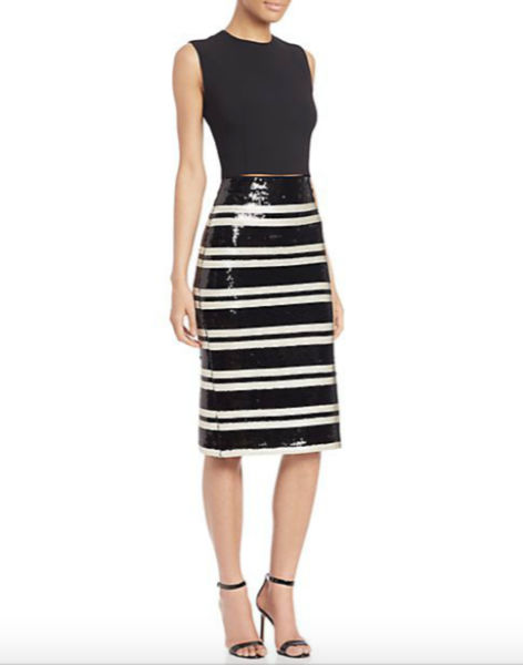 Alice and Olivia Rue Embellished Striped Pencil Skirt - Exotic Excess