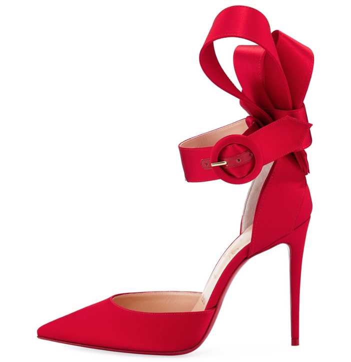 Shoe of the Day: Christian Louboutin Raissa Satin Red Sole Sandal ...