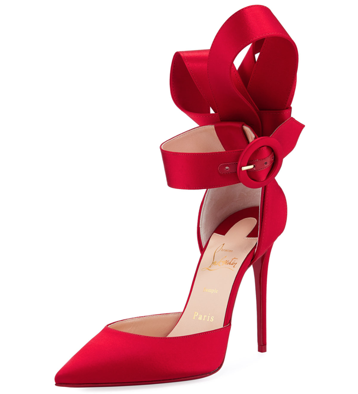 Shoe of the Day: Christian Louboutin Raissa Satin Red Sole Sandal ...