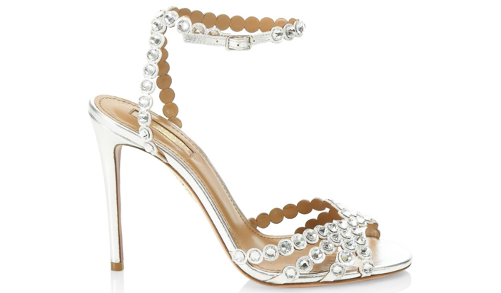 Shoe of the Day: Aquazzura Tequila Crystal Studded Leather Sandals ...