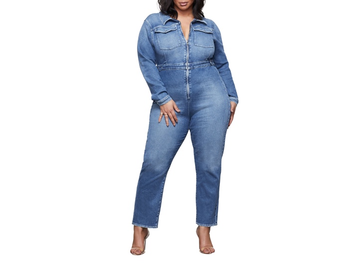 Good American Exposed Zip Denim Jumpsuit - Exotic Excess